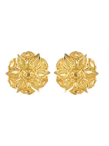 DIVASTRI Gold-Plated Floral Shaped Studs Earrings