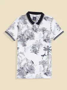 Allen Solly Junior Boys Floral Printed Polo Collar Tropical Pockets T-shirt