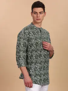 Anouk Abstract Printed Band Collar Straight Cotton Short Kurta