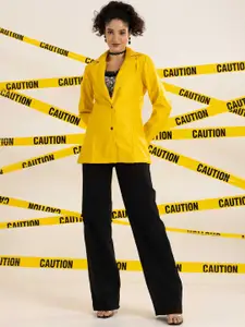 BAESD Notched Collar Single Breasted Leather Blazer