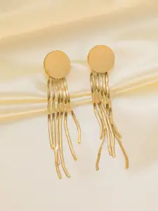 Jewels Galaxy Stainless Steel Gold-Plated Contemporary Drop Earrings