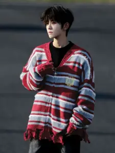 StyleCast Men Striped Cardigan