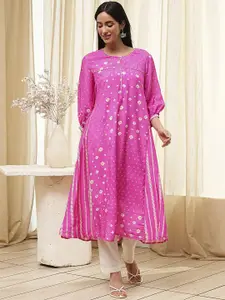 Biba Geometric Printed A-Line Kurta