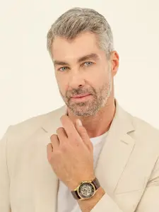 BOSS Men Dial & Leather Textured Straps Analogue Automatic Solar Powered Watch 1514235