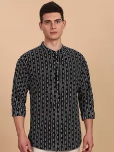 Anouk Geometric Printed Band Collar Pure Cotton Short Straight Kurta