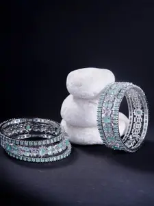 Opal Touch Set Of 6 Rhodium-Plated AD-Studded Bangles