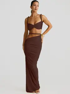 MIAKEE Shoulder Straps Top With Skirt