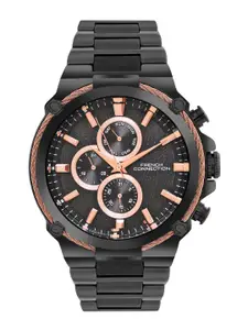 French Connection Men Patterned Dial & Stainless Steel Bracelet Style Straps Analogue Multi Function Watch
