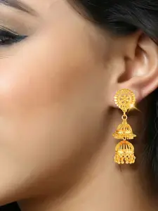 DIVASTRI Gold Plated Dome Shaped Jhumkas