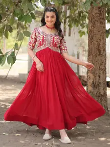 Fashion Basket Sequin Embroidered Ethnic Gown