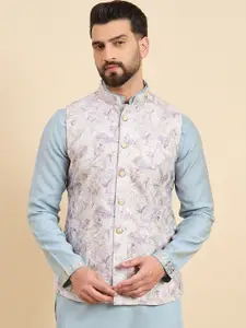 House of Pataudi Printed Woven Nehru Jacket
