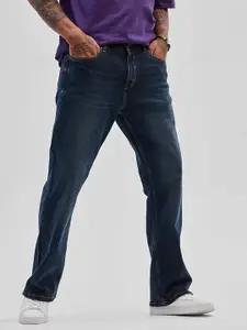 Snitch Men Navy Plain Bootcut Jeans