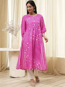Biba Geometric Printed A-Line Kurta
