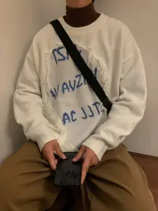 StyleCast Men Typography Printed Ribbed Pullover