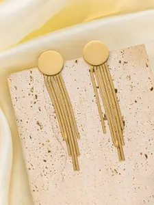 Jewels Galaxy Gold-Plated Stainless Steel Contemporary Drop Earrings