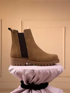 ID Women Suede Finish Zip-Up Casual Boots