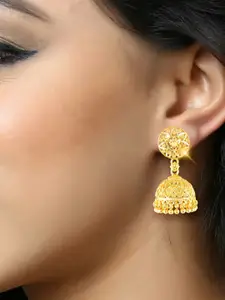 DIVASTRI Gold Plated Dome Shaped Jhumkas