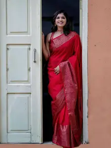 KALINI Woven Design Zari Silk Blend Banarasi Saree