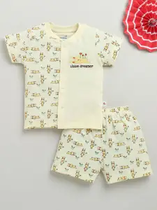 BUMZEE Boys Printed V-Neck Pure Cotton Jabla With Shorts