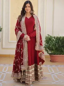 Fashion Basket Embroidered Georgette Ethnic Gown With Dupatta