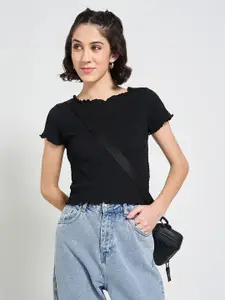 People Women Solid Solid Textured Top