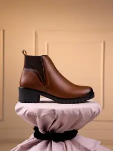 ID Women Casual Block-Heeled Ankle Boots