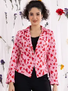 BAESD Printed Notched Collar Single Breasted Blazer