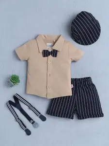 BUMZEE Boys Short Sleeves Pure Cotton Shirt With Shorts & Suspender