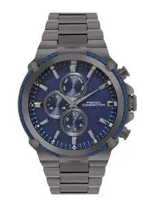 French Connection Men Patterned Dial & Stainless Steel Bracelet Style Straps Analogue Multi Function Watch