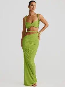 MIAKEE Shoulder Straps Top With Skirt