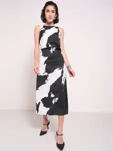 Annabelle by Pantaloons Floral Print Cowl Neck Formal Sheath Midi Dress