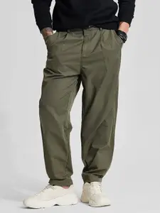 Snitch Men Snitch Olive Relaxed Fit Trousers