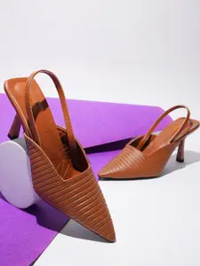 Try Me Women Textured Pointed Toe Stiletto Sandals