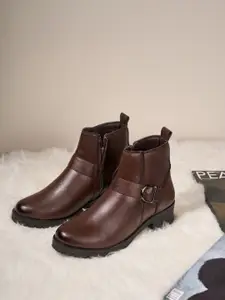 ID Women Leather Round Toe Regular Boots With Zipper Closure