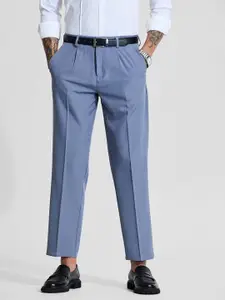 Snitch Men Smart Slim Fit Pleated Trousers