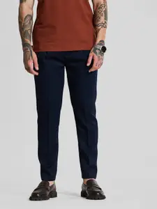 Snitch Men Navy Relaxed Fit Trousers