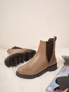 ID Women Textured Slip-On Casual Boots