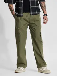 Snitch Men Relaxed Loose Fit Cargos Trousers