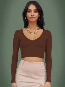 Dream Beauty Fashion Women V-Neck Fitted Crop Top