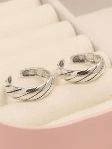 LeCalla 925 Sterling Silver Rhodium-Plated Adjustable Twisted Toe Rings