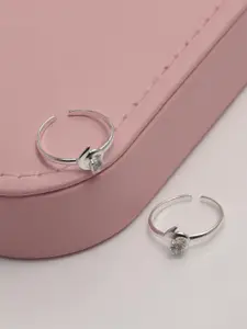 LeCalla 925 Sterling Silver-Plated Cubic Zirconia Forever Love Toe Rings