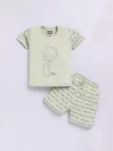 Nottie Planet Boys Printed Round Neck Pure Cotton T-Shirt With Shorts