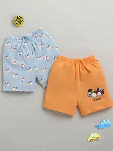 BUMZEE Boys Pack Of 2 Printed High-Rise Cotton Shorts