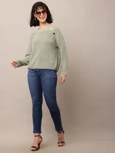 NoBarr Women Cotton Round Neck Long Sleeves Pullover Sweaters