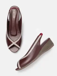 Marc Loire Embellished Peep Toe Wedge Heels