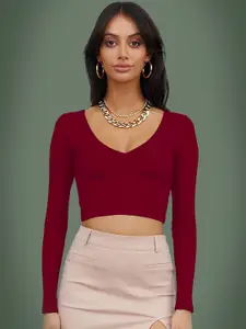 Dream Beauty Fashion Women V-Neck Fitted Crop Top