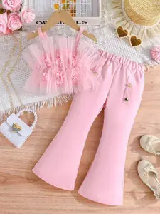 Xsole Girls Self Design Top With Trousers