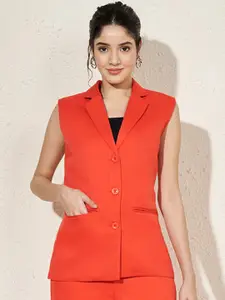 BRINNS Notched Lapel Collar Sleeveless Single-Breasted Blazer