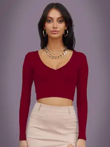 Dream Beauty Fashion Women V-Neck Fitted Crop Top