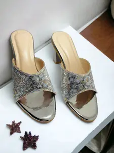 FABBMATE Girls Embellished Block Heels Open Back